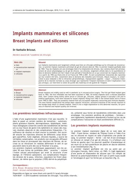 E-MÃ©moires de l'ANC, 2010, vol. 9 (1), 036-042 - AcadÃ©mie ...