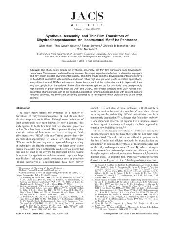 Synthesis, Assembly, and Thin Film Transistors of ... - Colin Nuckolls