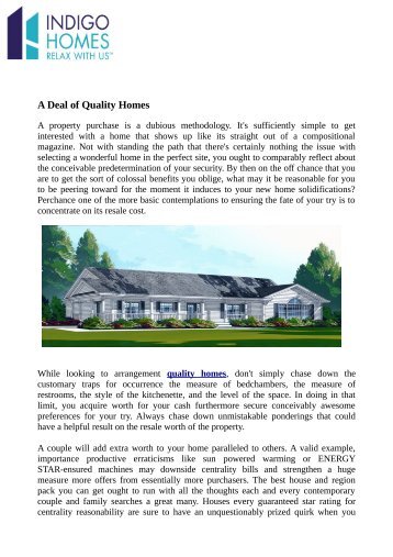 A Deal of Quality Homes