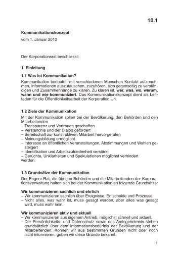 1 Kommunikationskonzept vom 1. Januar 2010 Der ... - Korporation Uri