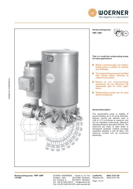 P9002 EN PMF_GMF Reciprocating pump - TROMA-MACH sro