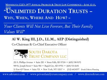 Unlimited Duration Trusts - Minnesota CLE