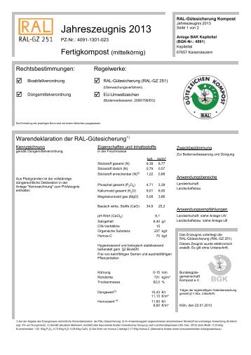 Download FremdÃ¼berwachungszeugnis Biokompost 2013 als PDF