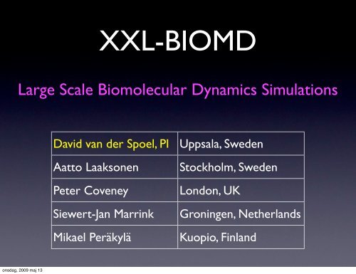 Large Scale Biomolecular Dynamics Simulations - prace