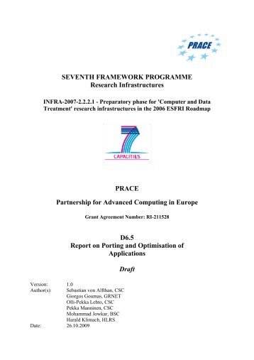 Report on Porting and Optimisation of applications - prace