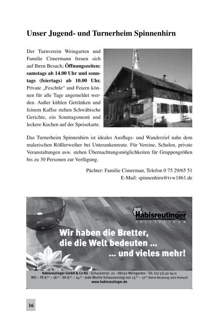 Turnverein Weingarten TV-Mitteilungen - TV Weingarten 1861 eV