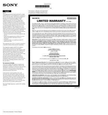 Sony SRS-BTD70 - NOTE