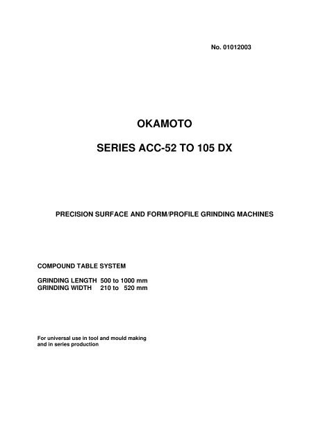 okamoto series acc-52 to 105 dx - Okamoto Machine Tool Europe