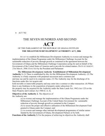 Download the Millenium Act 702 - MiDA Ghana