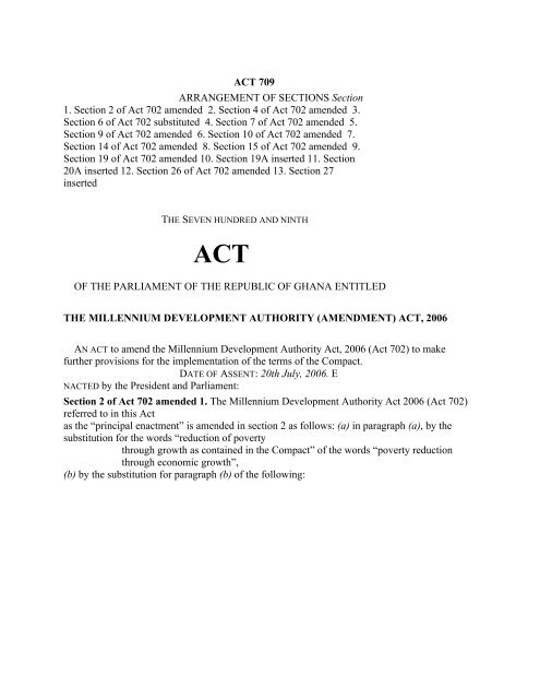 Download the Millenium Act 702 - MiDA Ghana