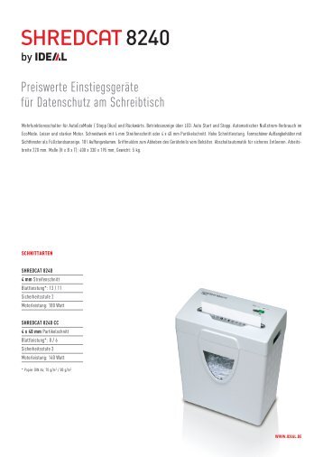 SHREDCAT 8240 , Datenblatt - Ideal