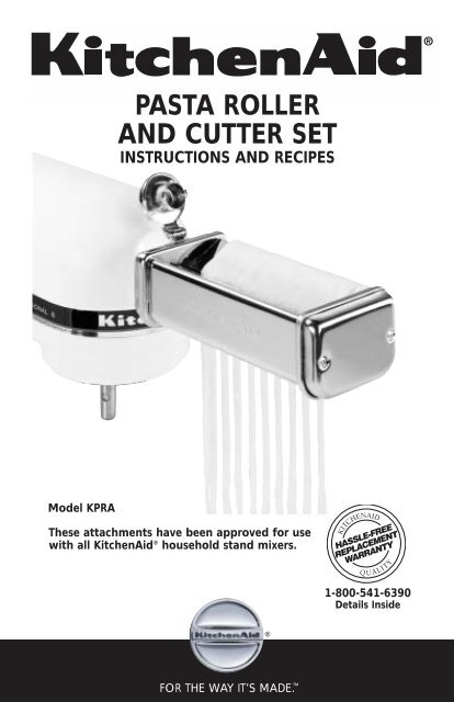 Quick Start Guide: Pasta Roller & Cutter Attachments