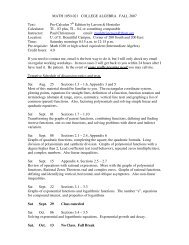 MATH 1050-021 COLLEGE ALGEBRA FALL 2007 Text: Pre ...