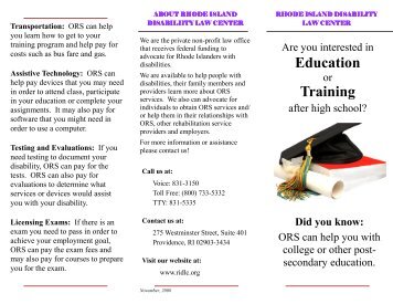 Post Secondary Education Brochure - Rhode Island Disability Law ...