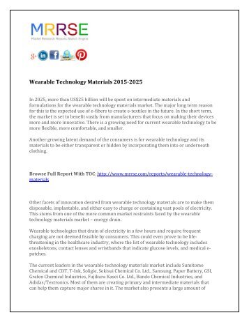 Wearable Technology Materials 2015-2025