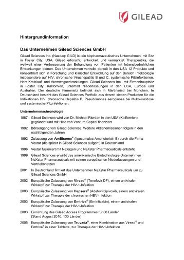 Das Unternehmen Gilead Sciences GmbH - Gilead Förderprogramm ...