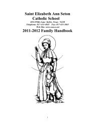 Family Handbook - St. Elizabeth Ann Seton Catholic School