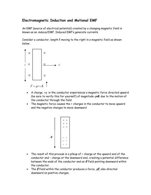 Electromagnetic Induction and Motional EMF
