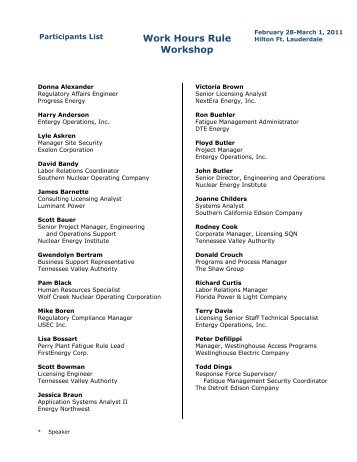 Participants List - Nuclear Energy Institute