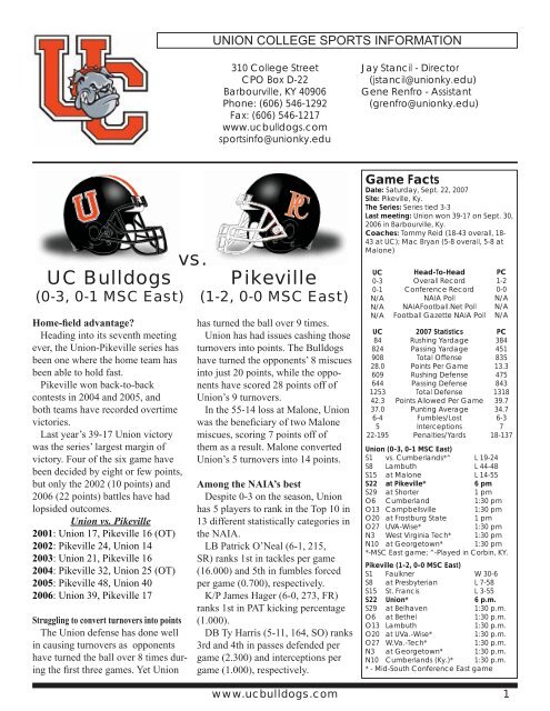 game-notes-pikeville.. - Union College Athletics