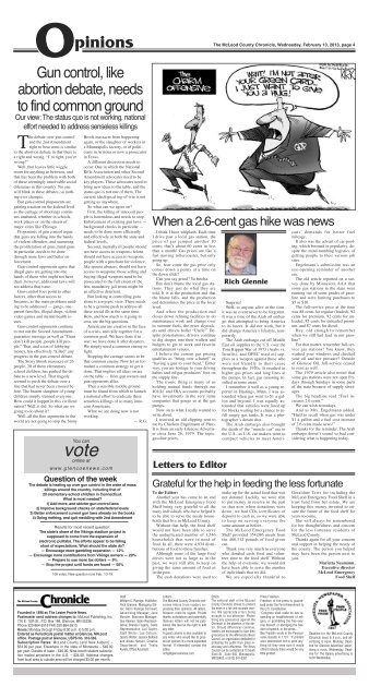 Feb. 16 - The McLeod County Chronicle