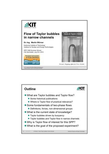 Flow of Taylor bubbles i h l in narrow channels ... - DFG (SPP 1506)