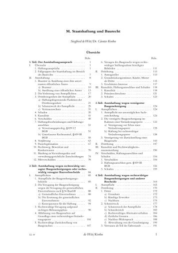 M. Staatshaftung und Baurecht - Handbuch des Ã¶ffentlichen Baurechts