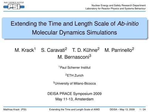 Extending the Time and Length Scale of Ab-initio Molecular ... - prace