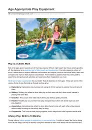 Age Appropriate Play Equipment- Component Playgrounds
