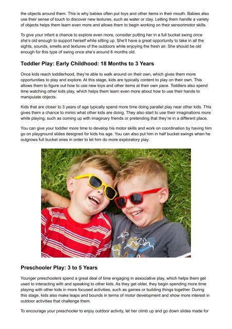 Age Appropriate Play Equipment- Component Playgrounds