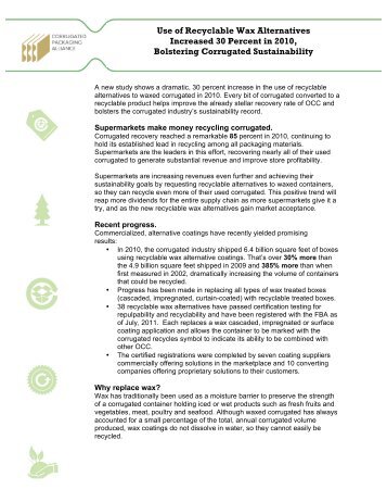 Wax Alternatives Facts Sheet - Corrugated Packaging Council