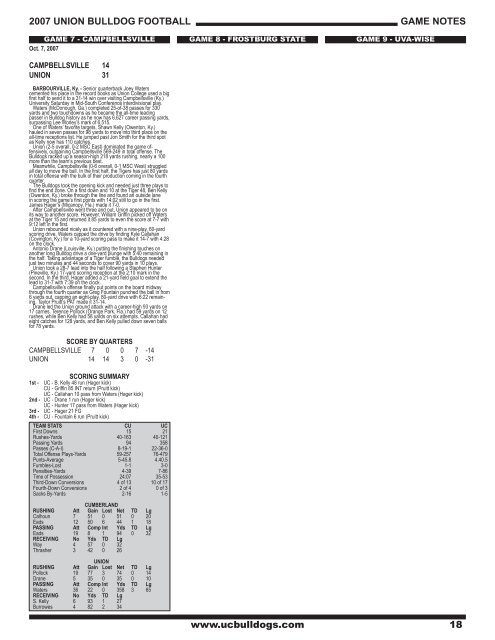 game-notes-frostburg.. - Union College Athletics