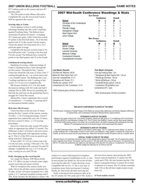 game-notes-frostburg.. - Union College Athletics