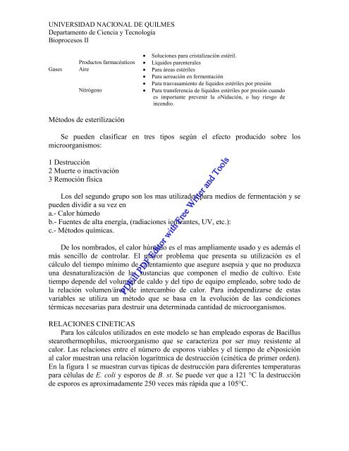 Esterilizacion - Universidad Nacional de Quilmes