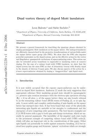 Dual vortex theory of doped antiferromagnets - Harvard University