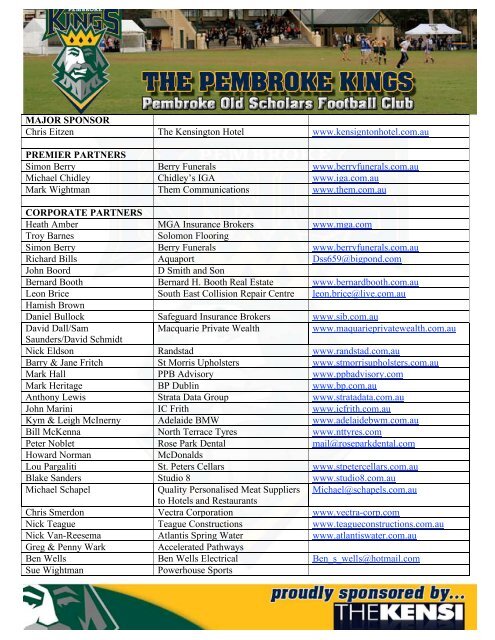 Round 12 - Pembroke Kings