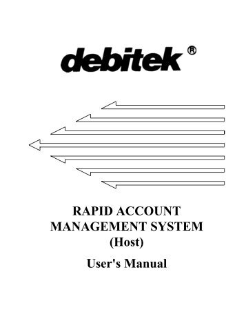 User's Manual RAPID ACCOUNT MANAGEMENT SYSTEM (Host)