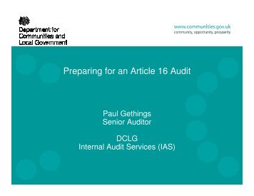 Preparing for an Article 16 Audit - One East Midlands