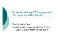 Developing effective VCS engagement - the role of Local Healthwatch-