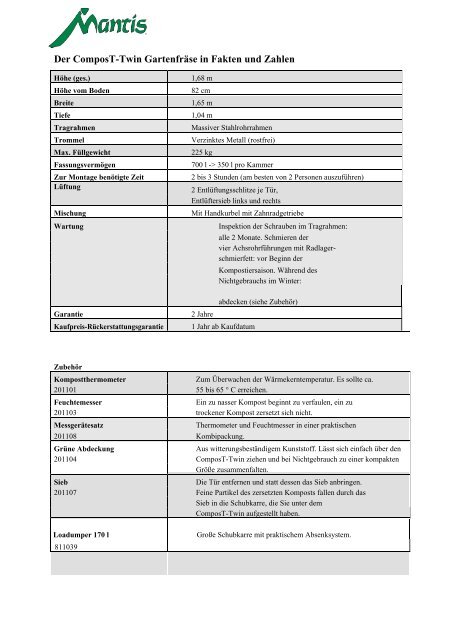 Fakten und Zahlen zum ComposT-Twin Mantis