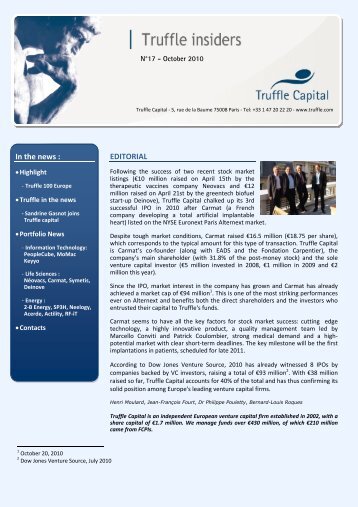 EDITORIAL In the news : - Truffle Capital