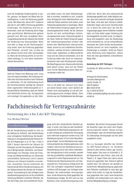 ThÃ¼ringer ZahnÃ¤rzteblatt 04/2012 - ZahnÃ¤rzte in ThÃ¼ringen