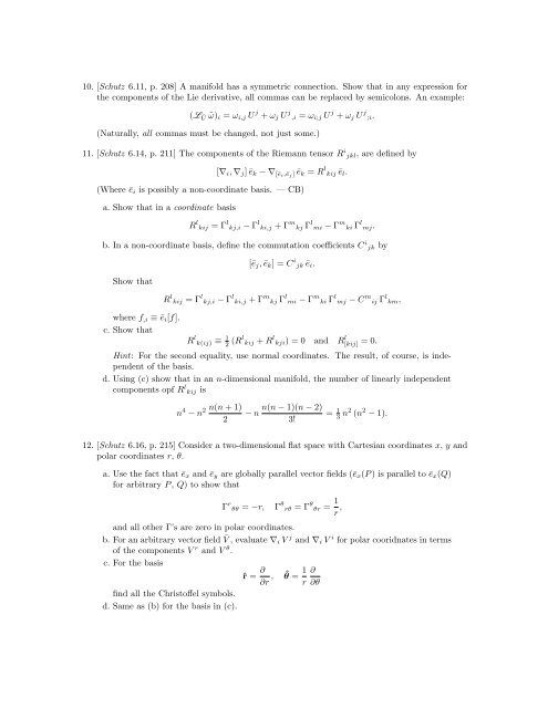 Differential Geometry Exercises I: Tensors - Fau.edu