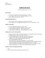 curriculum vitae - WVU School of Medicine - West Virginia University