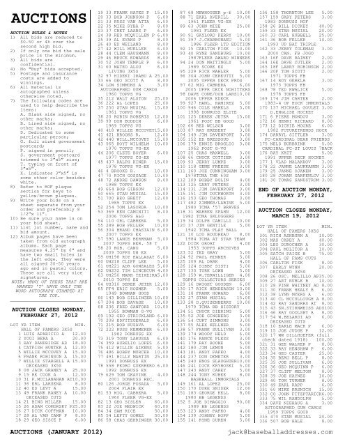 January 2012 Price List - Smalling Family Autographs