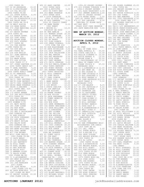 January 2012 Price List - Smalling Family Autographs