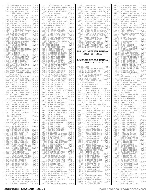 January 2012 Price List - Smalling Family Autographs