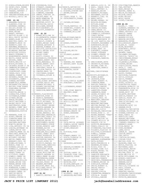 January 2012 Price List - Smalling Family Autographs