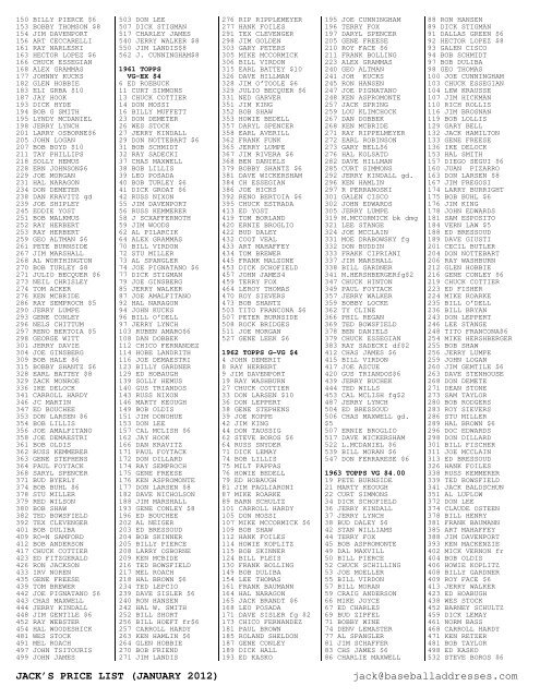 January 2012 Price List - Smalling Family Autographs