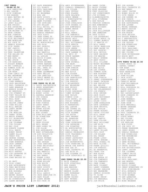 January 2012 Price List - Smalling Family Autographs